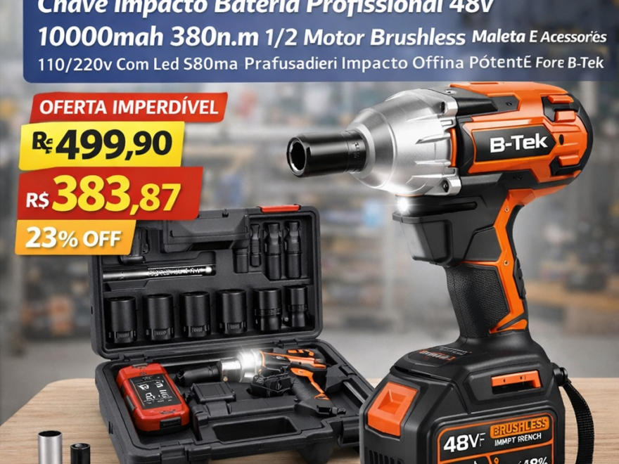 Furadeira de Impacto Sem Fio Potente com 2 Baterias 6 Chave Impacto Bateria Profissional