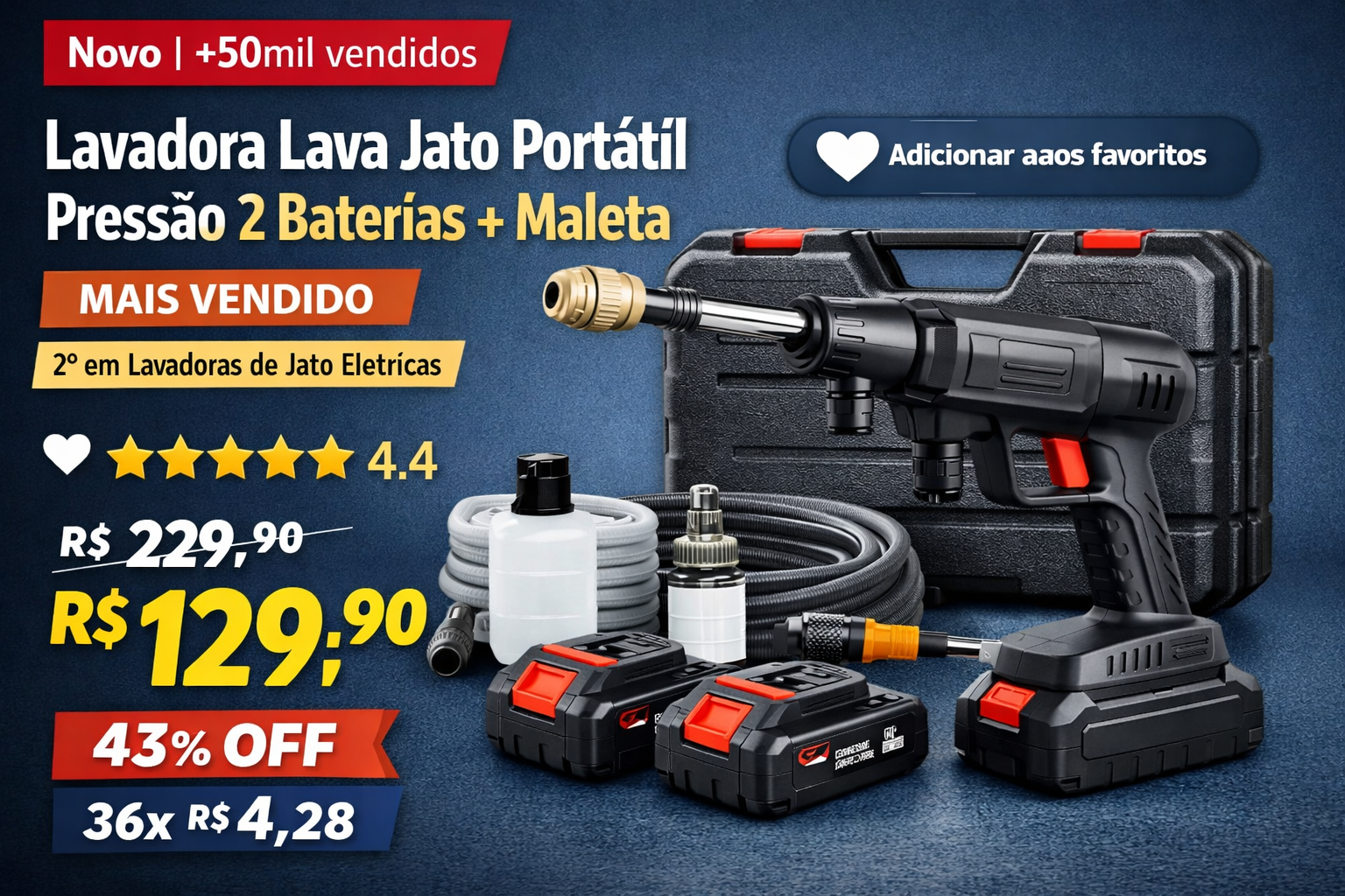 Lavadora portátil com bateria e maleta