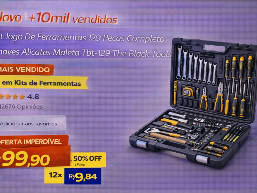 Kit Jogo De Ferramentas 129 Peças Completo Chaves Alicates Maleta Tbt-129 The Black Tools MAIS VENDIDO 7º em Kits de Ferramentas