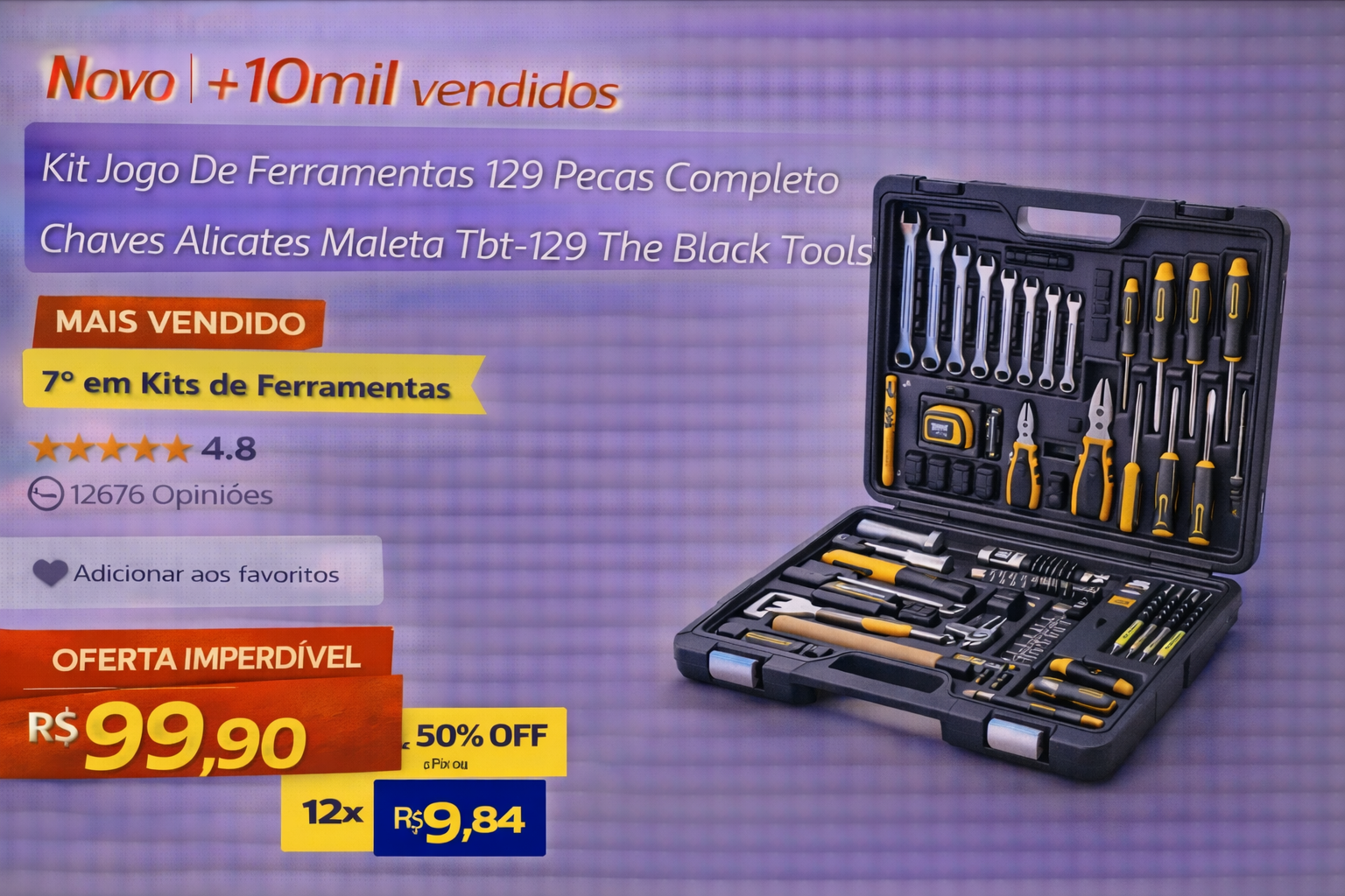 Kit de Ferramentas 129 Peças Resolver Tudo em Casa