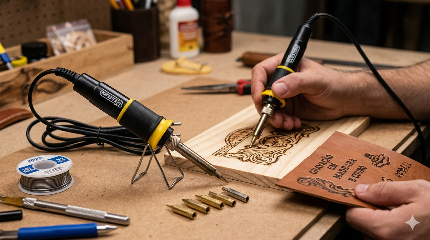 Descubra o Pirógrafo Western 5 Pontas:Artesanatos Profissionais em Madeira e Couro