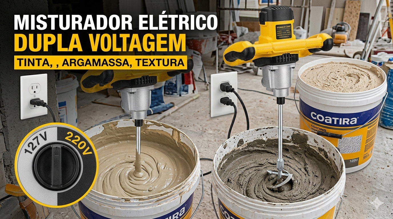 Misturador Elétrico de Tinta, Argamassa e Textura Suas Obras com Praticidade e Economia