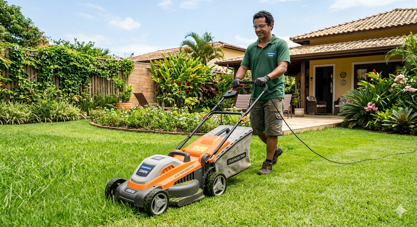Cortador de Grama Elétrico Tramontina,Cuidado do Jardim em Algo Simples e Rápido