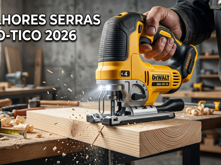 Mostre uma serra tico-tico profissional moderna de 2026