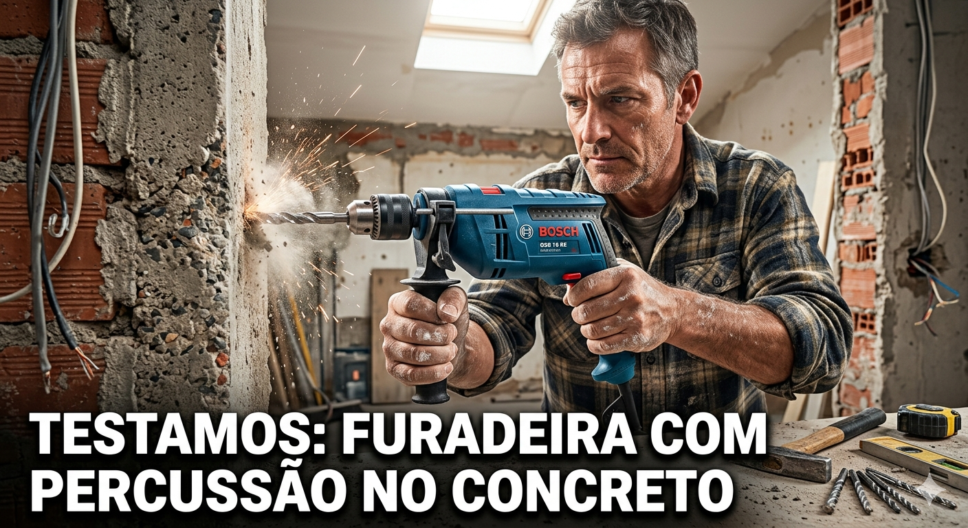 Testamos a Furadeira com Percussão: Parede de  Concreto?